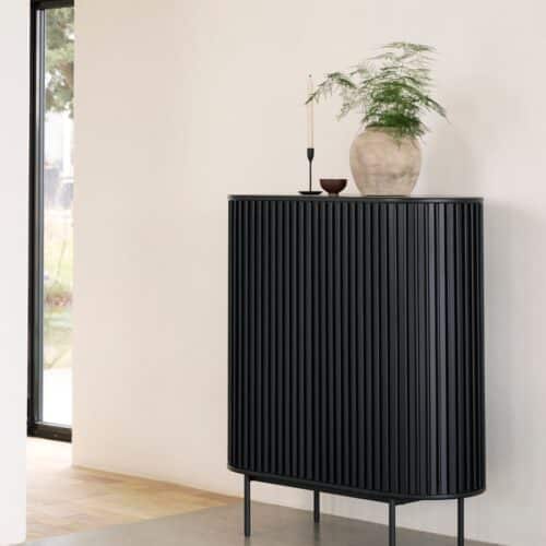 Velbert Skab Sort Egetræ Sorte Metalben