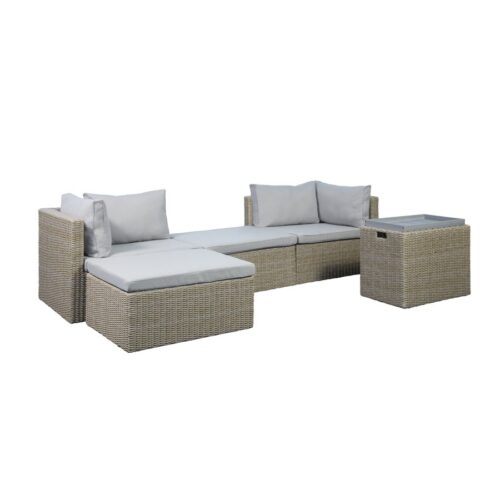 Venedig Loungesæt Brun Polyrattan Beige Stofhynder