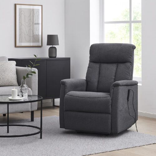 Linus Lænestol i Læder/Møbelstof med Sort Stel fra Lexpo Living | Flere Farver | 2 Motors Justerbart Ryglæn & Fodstøtte