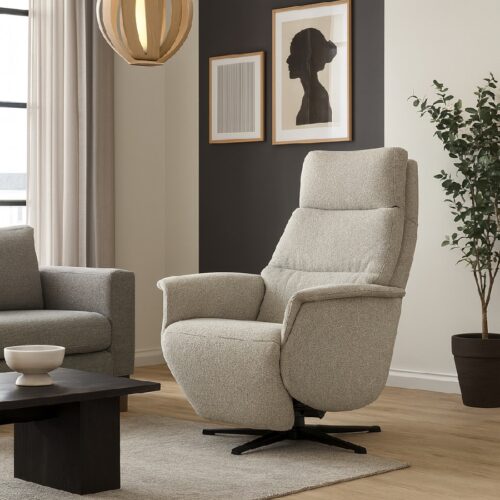 Nicolai Lænestol i Læder eller Møbelstof med Sort/Krom Metalstel fra Lexpo Living | Flere Farver | 3 Motors Justerbart Ryglæn & Fodstøtte