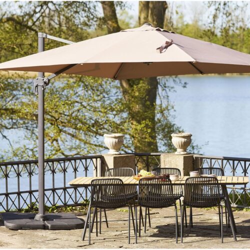 Baza Hængeparasol I Sandfarvet Med Fod