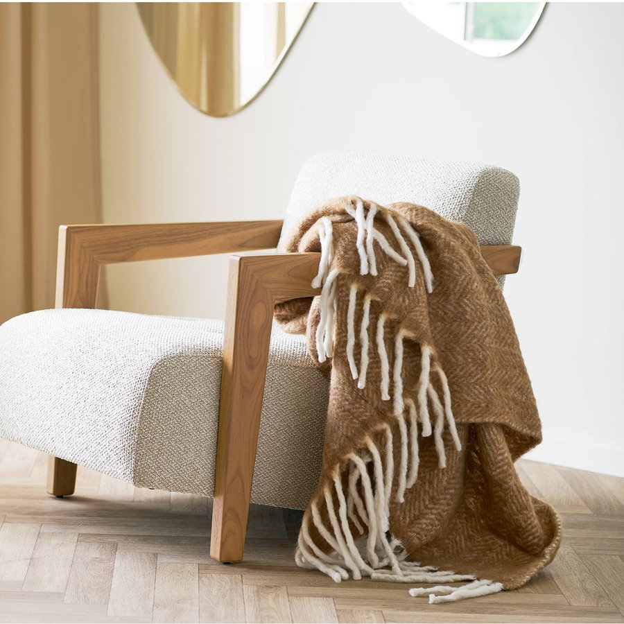 carmel-plaid-i-uld-og-polyester-i-tan-fra-house-nordic-l170xb130cm-3971013-1 Carmel Plaid Uld Polyester Tan L170Xb130Cm