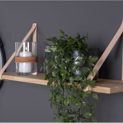 Forno Træhylde Med Brune Læderstropper Fra