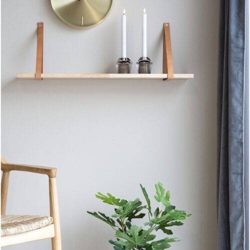 Forno Træhylde Med Brune Læderstropper Fra