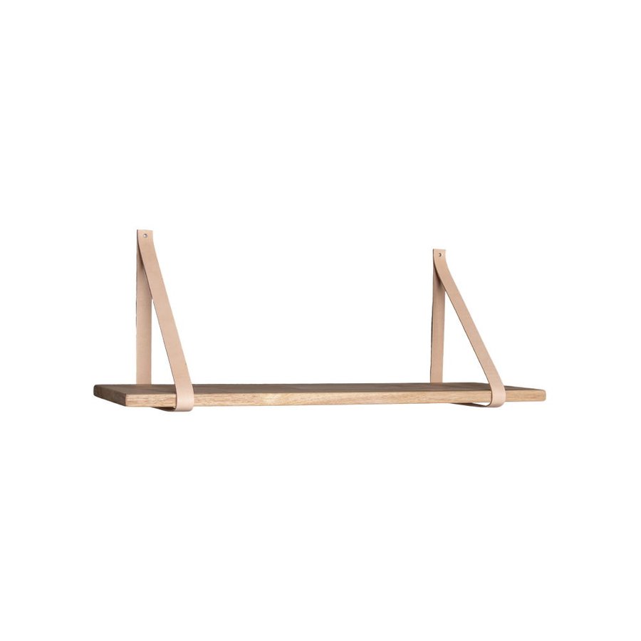 forno-trhylde-med-brune-lderstropper-fra-house-nordic-80x20-4292000-4 Forno Træhylde Med Brune Læderstropper Fra