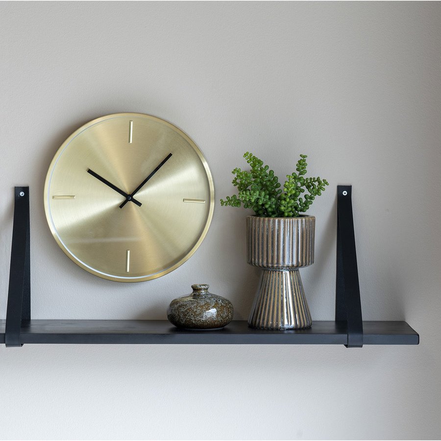 Forno Træhylde Med Sorte Læderstropper Fra