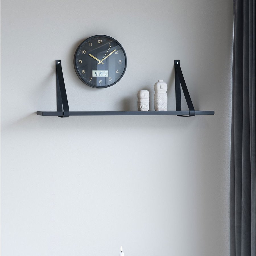 Forno Træhylde Med Sorte Læderstropper Fra