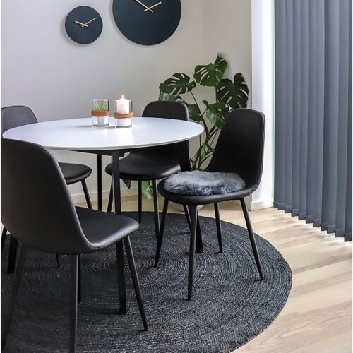 Lammeskindshynde Cirkelformet I Ægte Sort Uld