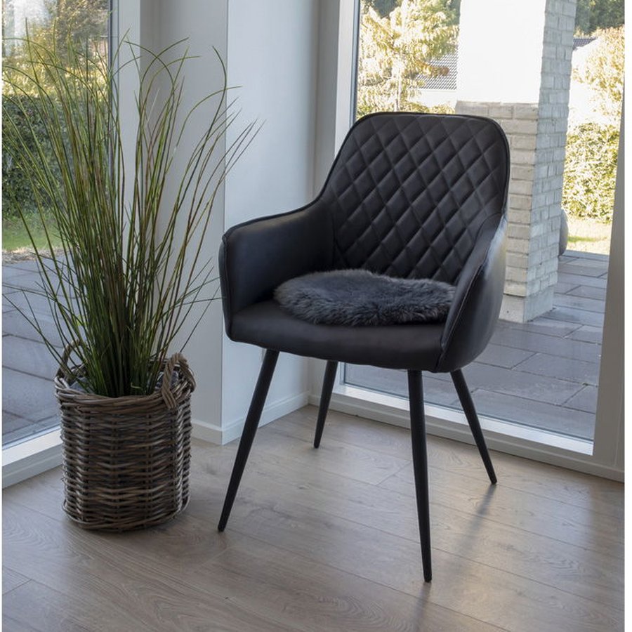 Lammeskindshynde Cirkelformet I Ægte Sort Uld