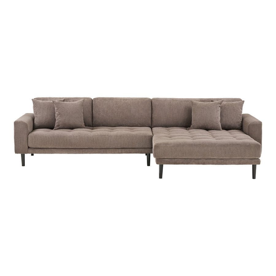 lido-hjrevendt-loungesofa-i-brun-fljl-med-sorte-trben-fra-house-nordic-1301617-2 Lido Højrevendt Loungesofa Brun Fløjl Sorte