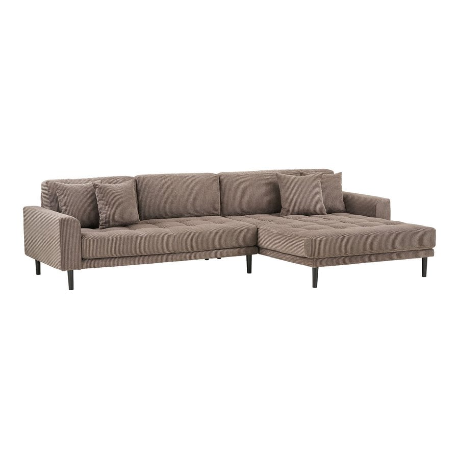 lido-hjrevendt-loungesofa-i-brun-fljl-med-sorte-trben-fra-house-nordic-1301617-3 Lido Højrevendt Loungesofa Brun Fløjl Sorte