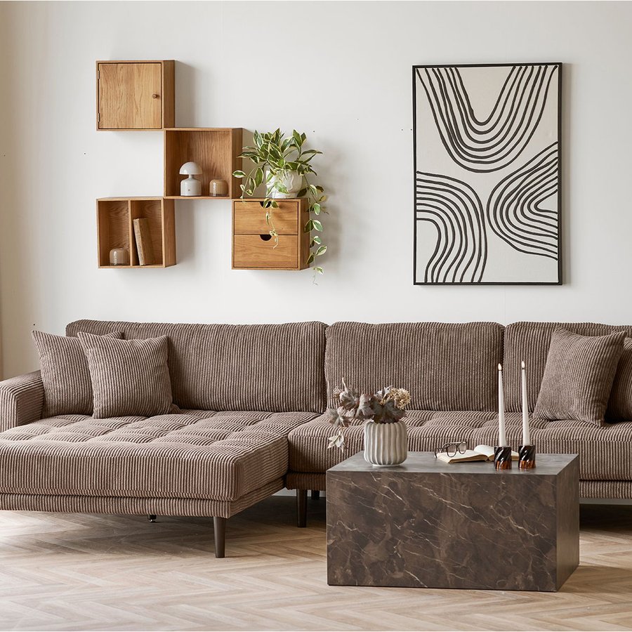 Lido Venstrevendt Loungesofa Brun Fløjl Sorte