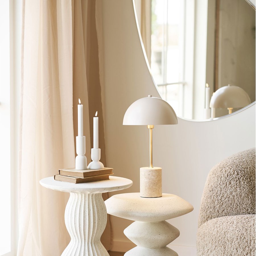 Sheffield Bordlampe Beige Marmor Stål L25Xb25Xh45Cm