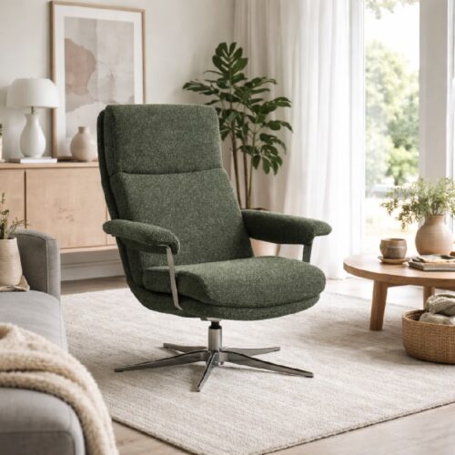 Connor Lænestol i Møbelstof med Sort/Krom Stel fra Lexpo Living | Justerbart Ryglæn