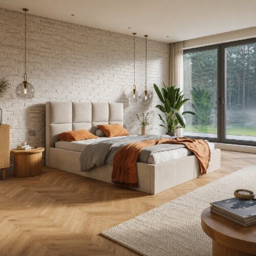 Slim Model 1 Polstret Sengeramme Med Opbevaring Fra CozyQuilt Sleep | Håndlaves i Møbelstof, Fløjl, Velour & Læder