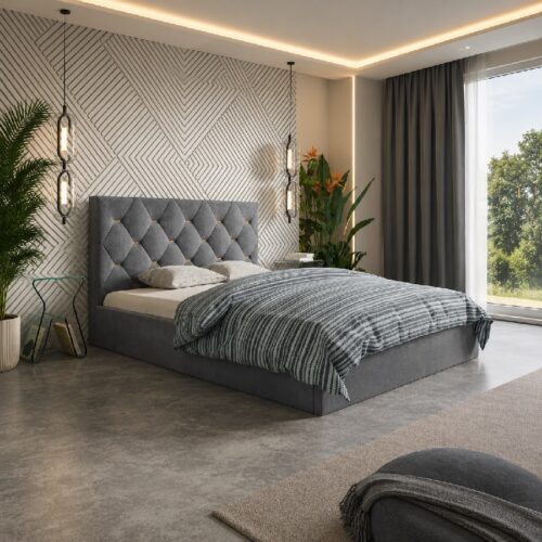 Slim Model 4 Polstret Sengeramme Med Opbevaring Fra CozyQuilt Sleep | Håndlaves i Møbelstof, Fløjl, Velour & Læder