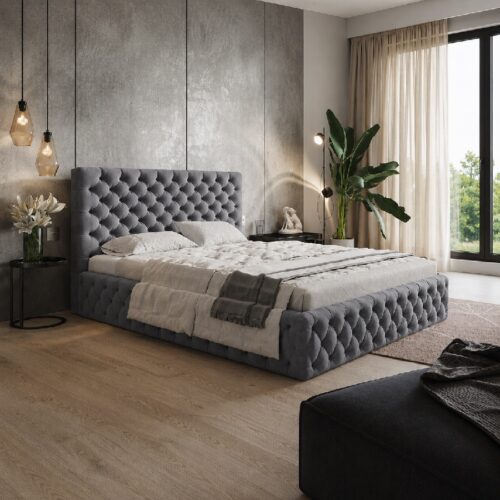 Slim Model 8 Polstret Sengeramme Med Opbevaring Fra CozyQuilt Sleep | Håndlaves i Møbelstof, Fløjl, Velour & Læder
