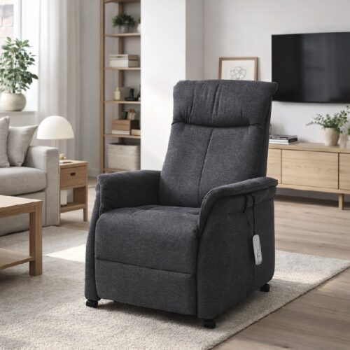 Victor Lænestol i Læder/Møbelstof med Hjul fra Lexpo Living | Flere Farver | 1 Motors Justerbart Ryglæn & Fodstøtte