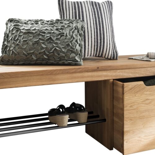 BENCH w/2x DRAWERS+TUBES. OAK OIL.810106-92 - Billede 1