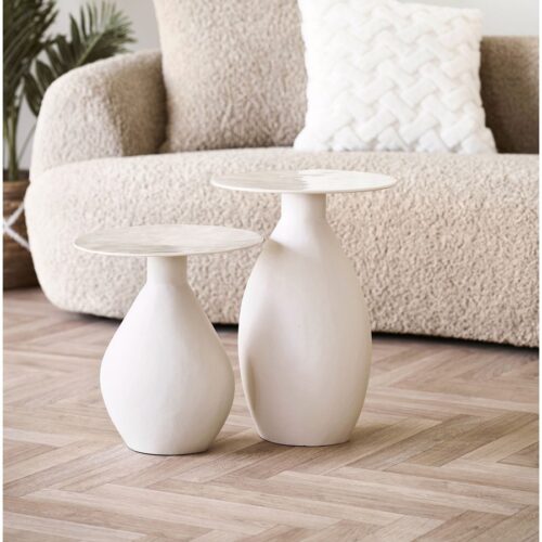 Calais Hjørnebord Off White Ø36Xh40Cm