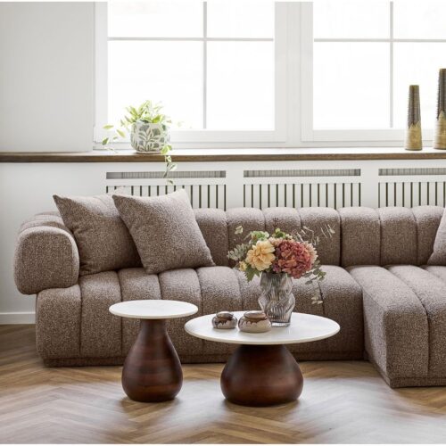 Heide Hjørnebord Mørkebrun Hvid Ø40Xh41Cm