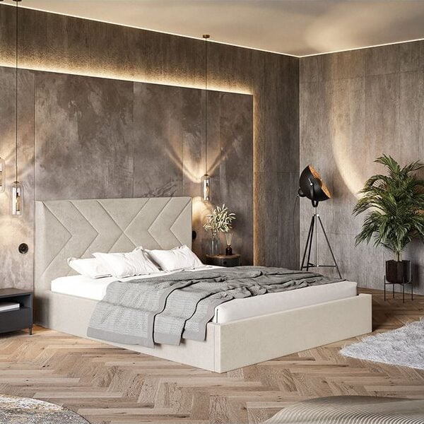 Gold Model 1 Polstret Sengeramme Med Opbevaring Fra CozyQuilt Sleep | Håndlaves i Møbelstof, Fløjl, Velour & Læder - Billede 1