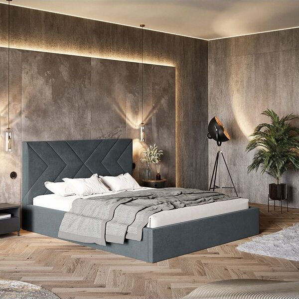 Gold Model 1 Polstret Sengeramme Med Opbevaring Fra CozyQuilt Sleep | Håndlaves i Møbelstof, Fløjl, Velour & Læder - Billede 2