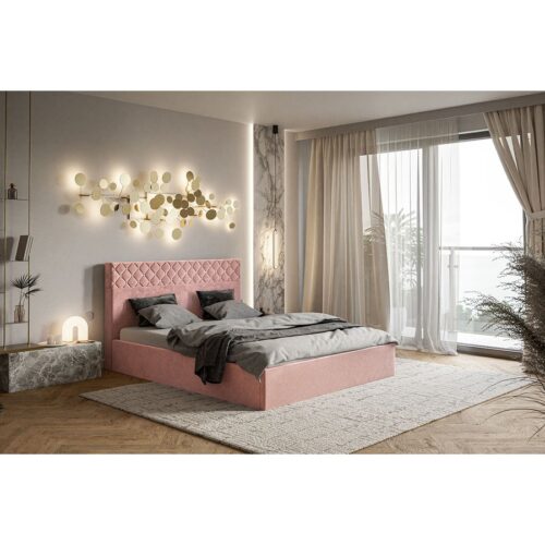 Gold Model 4 Polstret Sengeramme Med Opbevaring Fra CozyQuilt Sleep | Håndlaves i Møbelstof, Fløjl, Velour & Læder - Billede 1