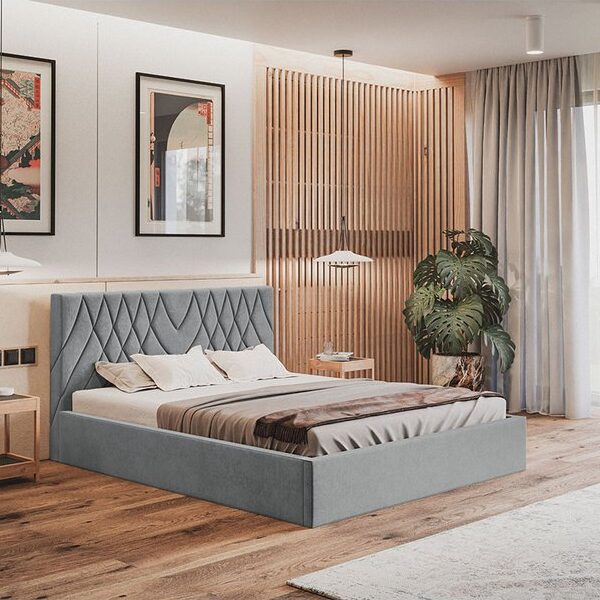 Gold Model 5 Polstret Sengeramme Med Opbevaring Fra CozyQuilt Sleep | Håndlaves i Møbelstof, Fløjl, Velour & Læder - Billede 3