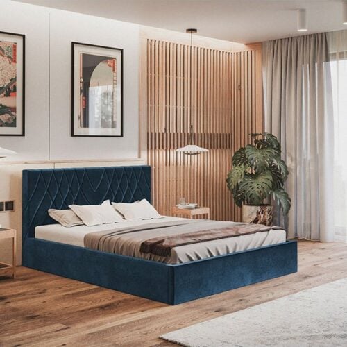 Gold Model 5 Polstret Sengeramme Med Opbevaring Fra CozyQuilt Sleep | Håndlaves i Møbelstof, Fløjl, Velour & Læder - Billede 5