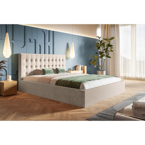 Slim Model 2 Polstret Sengeramme Med Opbevaring Fra CozyQuilt Sleep | Håndlaves i Møbelstof, Fløjl, Velour & Læder