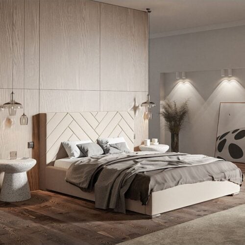 Top Model 4 Polstret Sengeramme Med Opbevaring Fra CozyQuilt Sleep | Håndlaves i Møbelstof, Fløjl, Velour & Læder - Billede 1