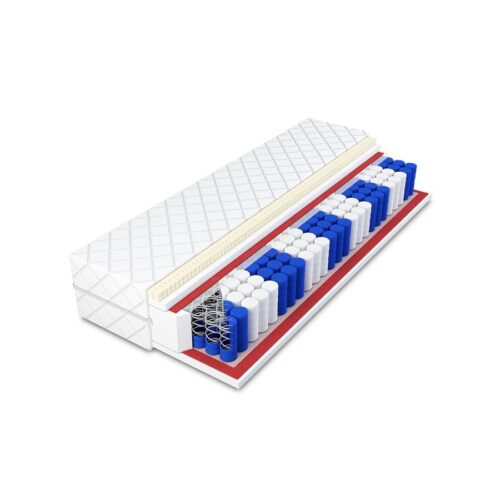 9 Zoners Springmadras i 18cm Med Indbygget Topmadras Fra CozyQuilt Sleep | Side 1 = Polyester(Medium) & Side 2 = Polyester + Latex (Fast) - Billede 1