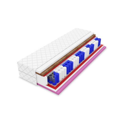 9 Zoners Springmadras i 20cm Med Indbygget Topmadras Fra CozyQuilt Sleep | Side 1 = Polyester + Memoryskum (Medium/Fast) & Side 2 = Polyester + Kokos (Fast) - Billede 1