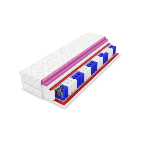 9 Zoners Springmadras i 22cm Med Indbygget Topmadras Fra CozyQuilt Sleep | Side 1 = Polyester(Medium) & Side 2 = Polyester + 2x Memoryskum (Medium/Fast) - Billede 1