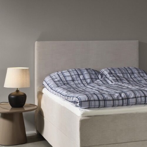 Sengegavl Betrukket i Polyester med Justerbar Højde fra Lexpo Living | 120/140/160/180x127-132 cm | Flere Farver