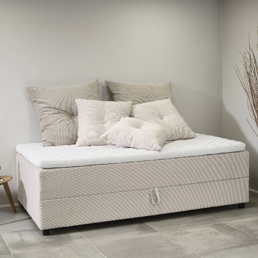 Space Dreams Seng i Møbelstof med Opbevaring & Sorte Træben fra Lexpo Living | 80:90:120:140:160:180x200x55 cm | Flere Farver hos uniquebeds, home & living 1