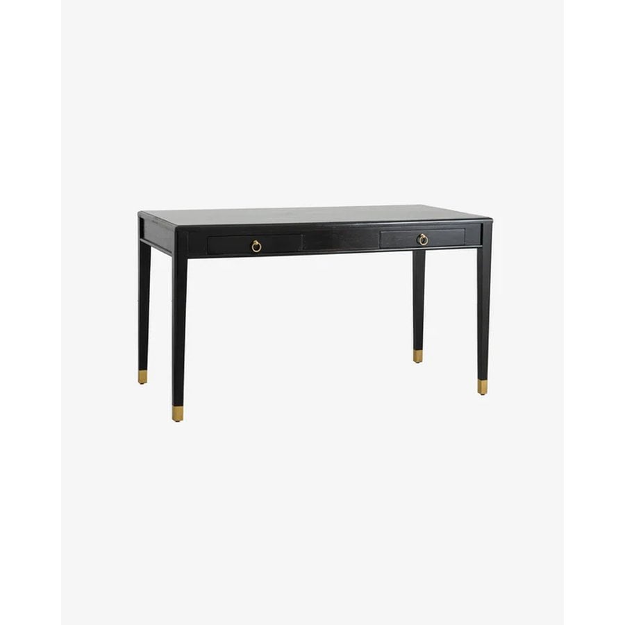 EMS Skrivebord i Sort Malet Massiv Mangotræ med 2 Skuffer fra Nordal | 140x70x78, 179x90x77 cm | Flere Størrelser hos uniquebeds, home & living - Billede 1