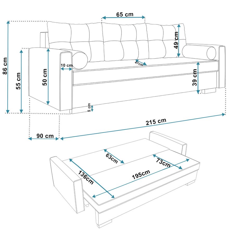 komfort-model-2-polstret-3-personers-sofa-med-sovefunktion-og-opbevari-2 Komfort Model 2 Polstret 3-Personers Sofa Med Sovefunktion og Opbevaring Fra CozyQuilt Furniture | Håndlaves i Møbelstof, Fløjl, Velour & Læder - Billede 2
