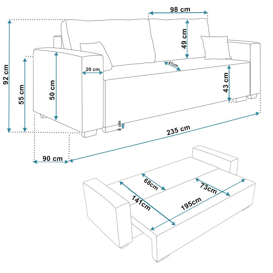 komfort-model-3-polstret-3-personers-sofa-med-sovefunktion-opbevaring-4 Komfort Model 3 Polstret 3-Personers Sofa Med Sovefunktion & Opbevaring Fra CozyQuilt Furniture | Håndlaves i Møbelstof, Fløjl, Velour & Læder - Billede 4