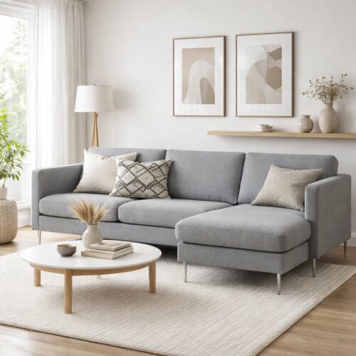 Ask 51 3D Sofa i Møbelstof/Ægte Læder med Chaiselong fra Lexpo Living | 260x86/145x80 cm | Grå, Anthracite, Sort - Billede 13