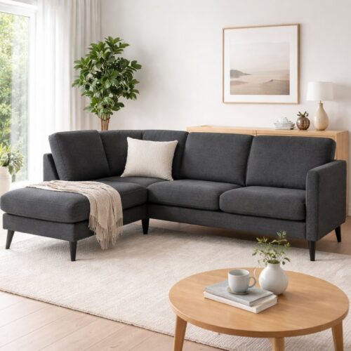 Ask 53 Stor OE Venstrevendt Sofa i Møbelstof/Ægte Læder med Chaiselong fra Lexpo Living | 291x86/219x80 cm | Grå, Anthracite, Sort hos uniquebeds, home & living - Billede 13