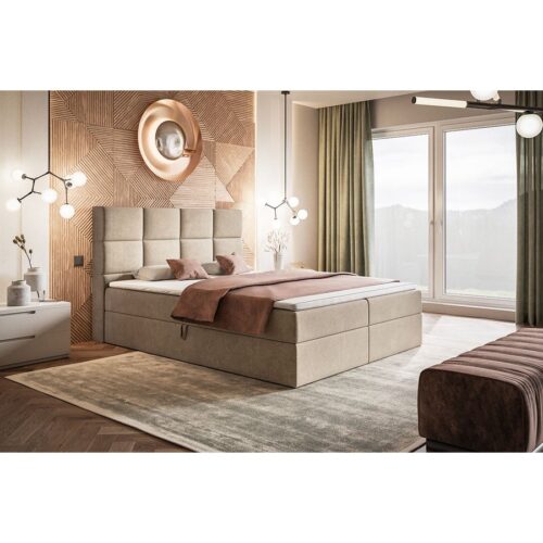 Box Model 5 Polstret Sengeramme Med Opbevaring Fra CozyQuilt Sleep | Håndlaves i Møbelstof, Fløjl, Velour & Læder - Billede 1