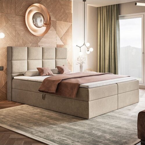 Box Model 5 Polstret Sengeramme Med Opbevaring Fra CozyQuilt Sleep | Håndlaves i Møbelstof, Fløjl, Velour & Læder - Billede 1
