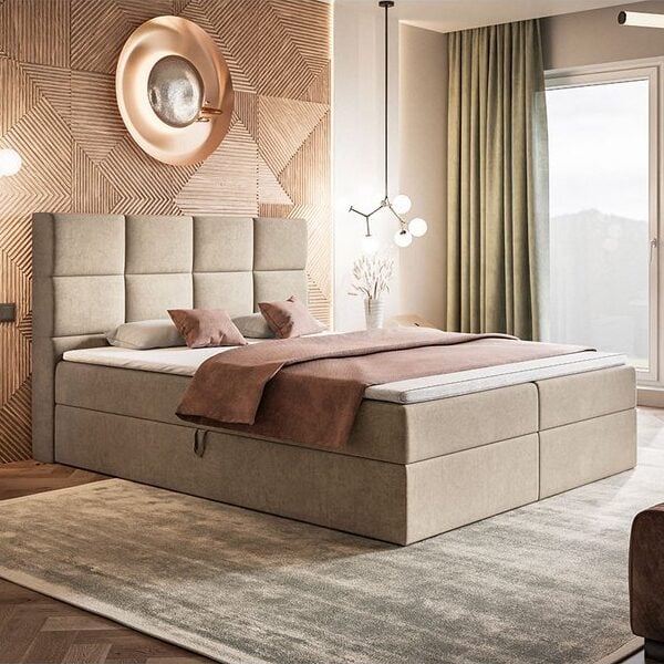 Box Model 5 Polstret Sengeramme Med Opbevaring Fra CozyQuilt Sleep | Håndlaves i Møbelstof, Fløjl, Velour & Læder - Billede 1