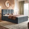 Box Model 5 Polstret Sengeramme Med Opbevaring Fra CozyQuilt Sleep | Håndlaves i Møbelstof, Fløjl, Velour & Læder - Billede 3