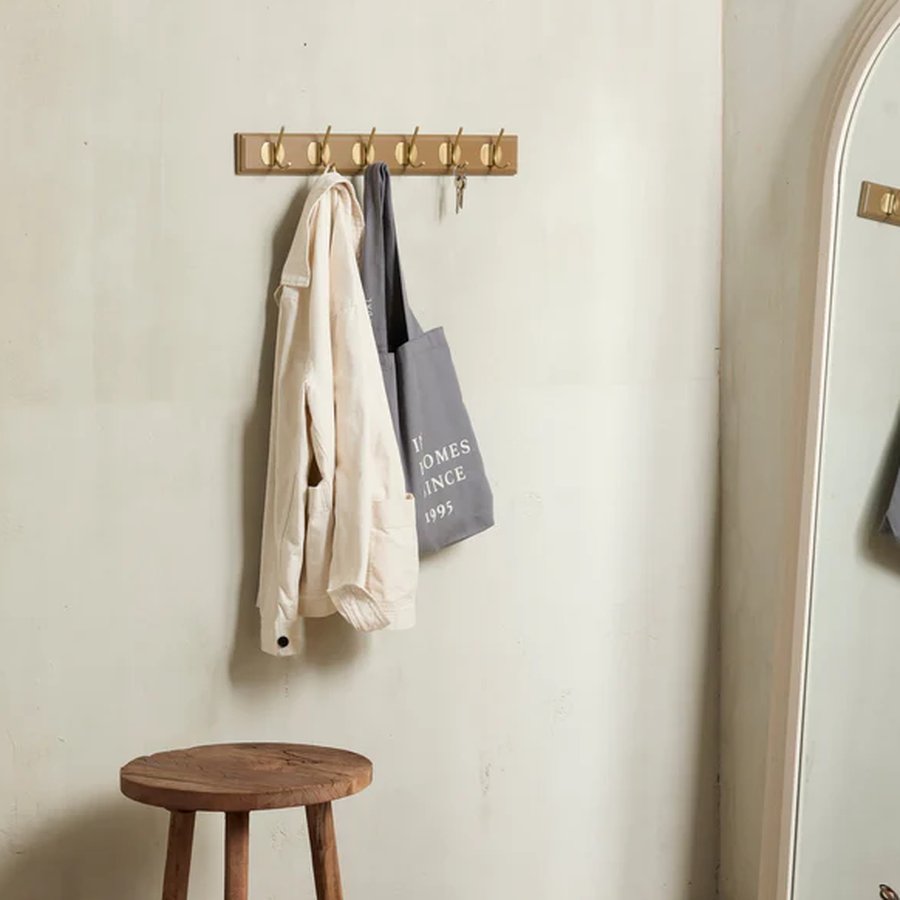 EDGY Knagerække i Brun MDF med Messinglook Knager fra Nordal | 3/6/8 Knager | 30/60/90x7x6,5 cm hos uniquebeds, home & living - Billede 6