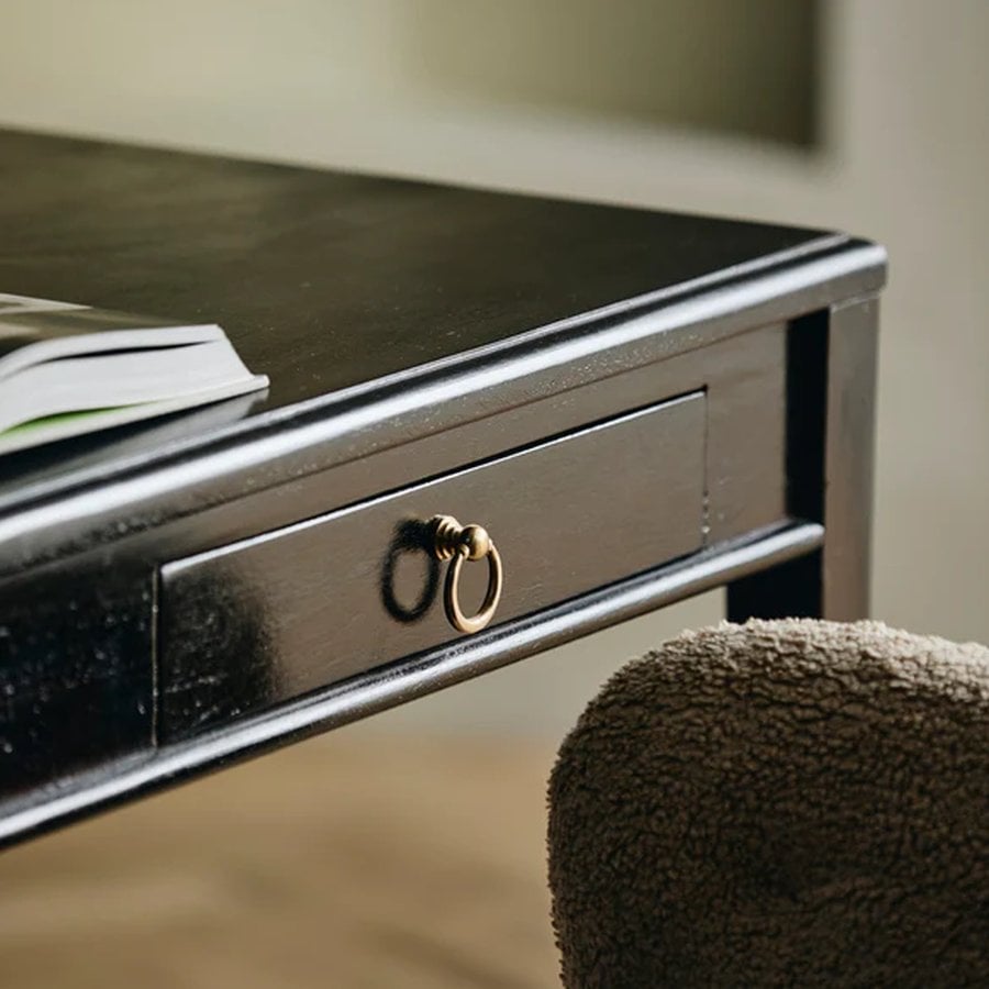 EMS Skrivebord i Sort Malet Massiv Mangotræ med 2 Skuffer fra Nordal | 140x70x78, 179x90x77 cm | Flere Størrelser hos uniquebeds, home & living - Billede 5