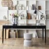 EMS Skrivebord i Sort Malet Massiv Mangotræ med 2 Skuffer fra Nordal | 140x70x78, 179x90x77 cm | Flere Størrelser hos uniquebeds, home & living - Billede 7