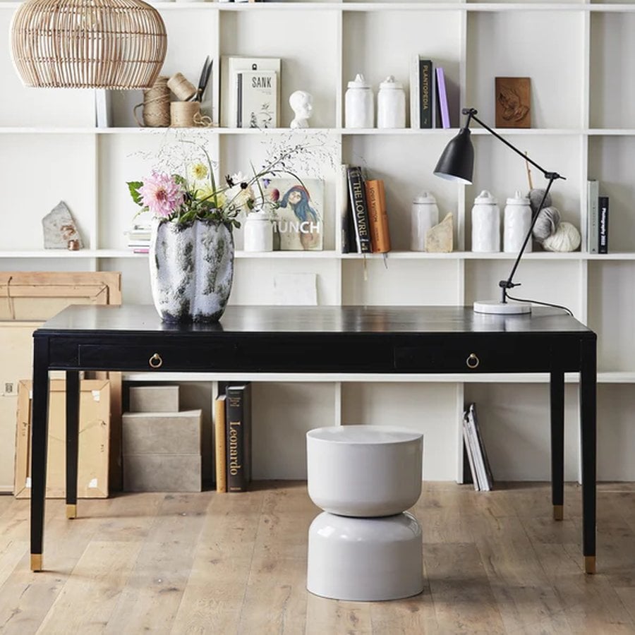 EMS Skrivebord i Sort Malet Massiv Mangotræ med 2 Skuffer fra Nordal | 140x70x78, 179x90x77 cm | Flere Størrelser hos uniquebeds, home & living - Billede 7